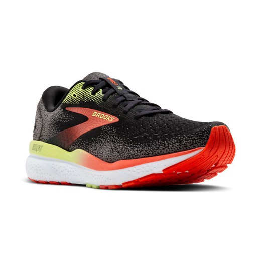 Brooks Ghost 16 Black/Mandarin Red/Green