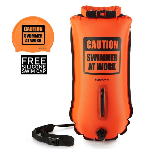 BUDDYSWIM BOYA NATACION AGUAS ABIERTAS. NARANJA CAUTION SWIMMER AT WORK 28 LT