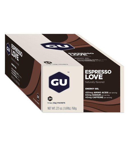 Caja 24 uds. Gu Energy Gel sabor espresso love (x2 cafeína)