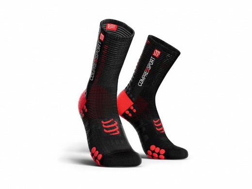 COMPRESSPORT CALCETINES CICLISMO V3.0 NEGRO/ROJO