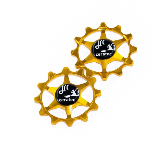 Narrow Wide 12t Ceramic Jockey Wheels Gold