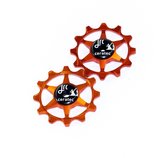 Narrow Wide 12t Ceramic Jockey Wheels Orange