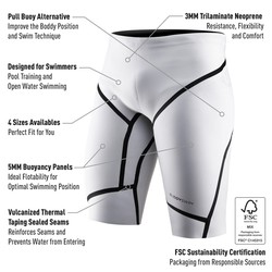 Neoprene Floating Pants Buddyswim Trilaminate Warmth 5/3mm, White, S