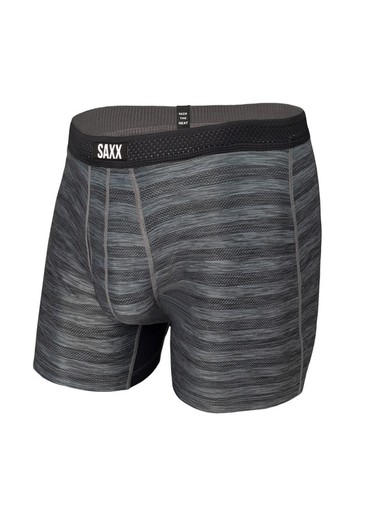 SAXX HOT SHOT BOXER BRIEF FLY BLACK HEATHER