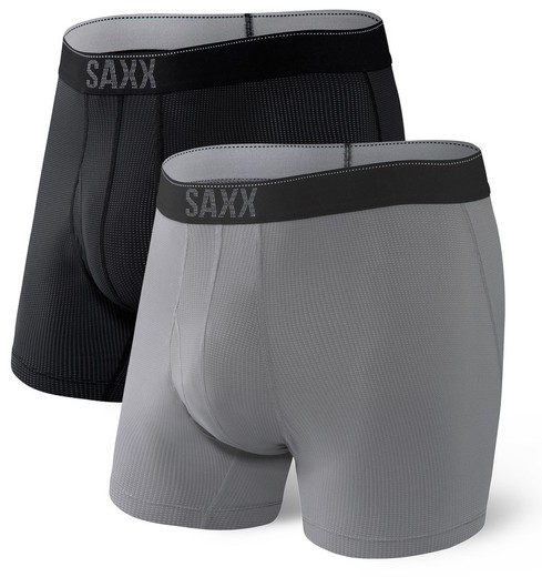 SAXX QUEST BOXER BRIEF FLY 2PK BLACK/DK CHARCOAL II