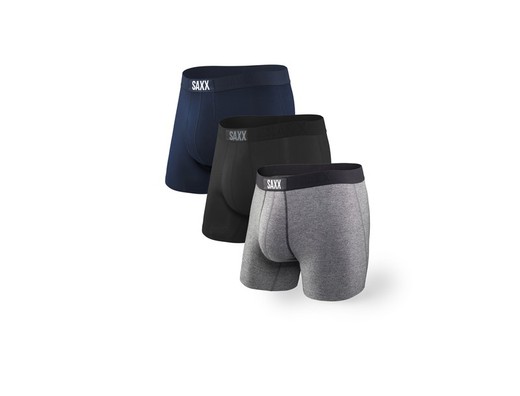 SAXX VIBE BOXER BRIEF 3PK BLACK/GREY/BLUE