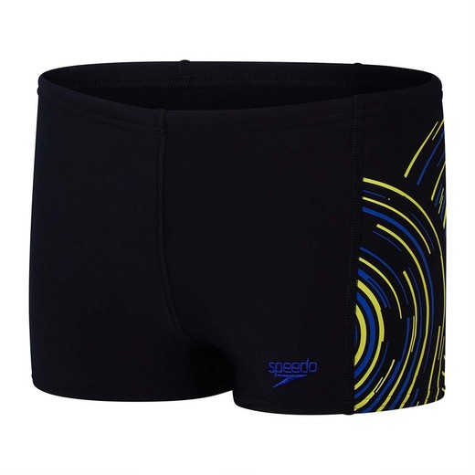 Speedo Boys Plastisol Placement Aquashort Black/True Cobalt/Lemon Drizzle