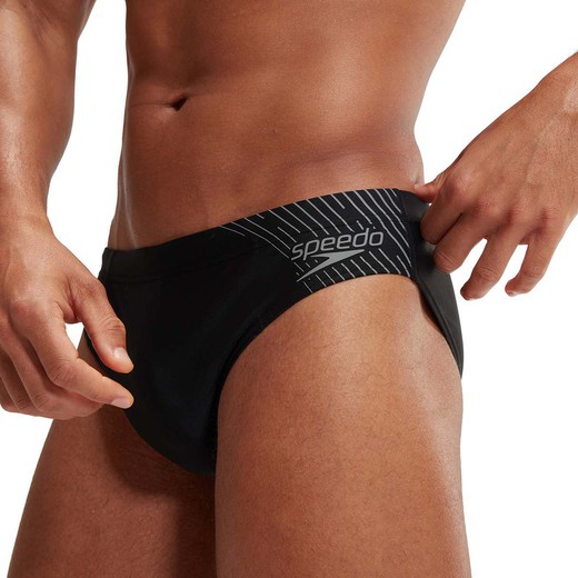 Speedo Mens Medley Logo 7cm Brief Black/Usa Charcoal