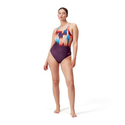 Speedo Womens Digital Printed Medalist Plum Dandy/Siren Red/Nectarine/Picton