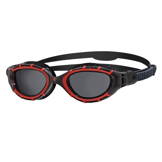 Zoggs gafas Predator Flex Polarised Negro Rojo Polarizado Ahumado Small