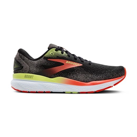 Brooks Ghost 16 Black/Mandarin Red/Green