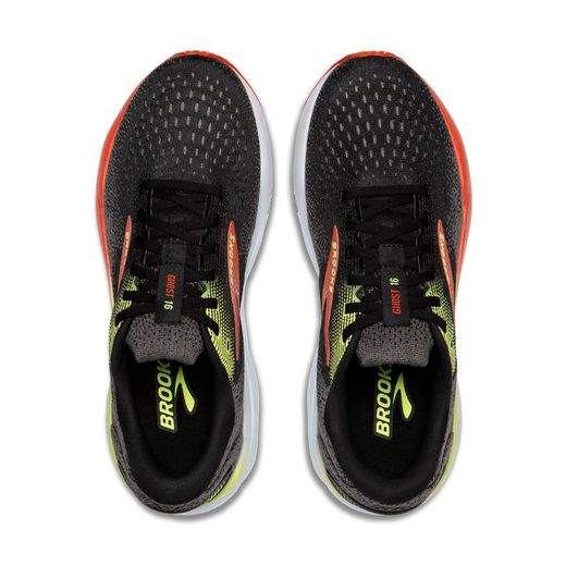 Brooks Ghost 16 Black/Mandarin Red/Green