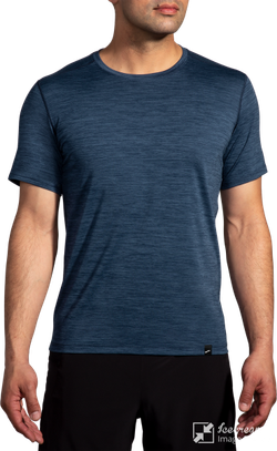 Brooks Luxe Short Sleeve Htr Blue Slate