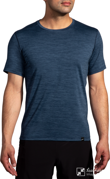 Brooks Luxe Short Sleeve Htr Blue Slate