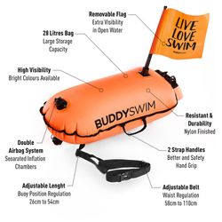 BUDDYSWIM Boya Drybag with Flag, Naranja