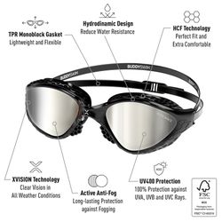 Buddyswim Goggles OzeanX Black/Silver Mirror