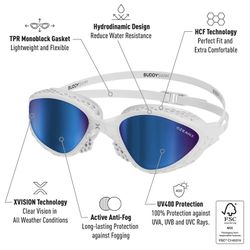 Buddyswim Goggles OzeanX White/Blue Mirror