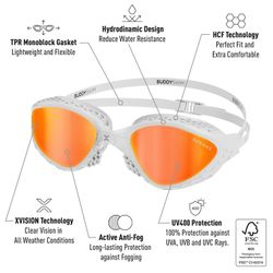 Buddyswim Goggles OzeanX White/Orange Mirror