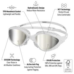 Buddyswim Goggles OzeanX White/Silver Mirror