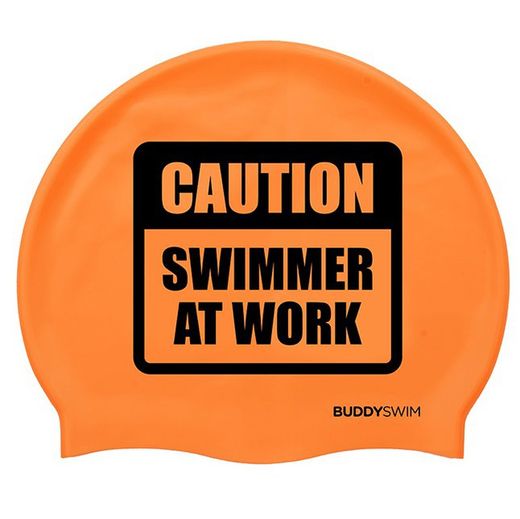 BUDDYSWIM GORRO SILICONA "CAUTION: SWIMMER AT WORK"