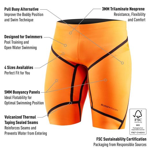 Buddyswim Jammer Neoprene Floating Pants Trilaminate Warmth 5/3mm Naranja