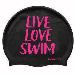 Buddyswim Gorro de natación Silicone Swim Cap LLS Black/Pink