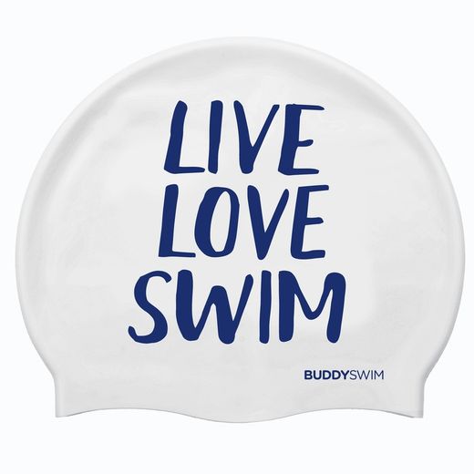 Buddyswim Gorro de natación Silicone Swim Cap LLS White/Blue