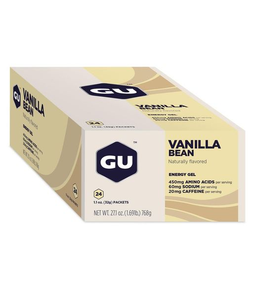Caja 24 uds. Gu Energy Gel sabor vanilla bean (cafeína)