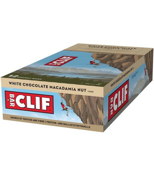 Caja de 12 uds. barrita energética Clif  de chocolate blanco y nueces de macadamia