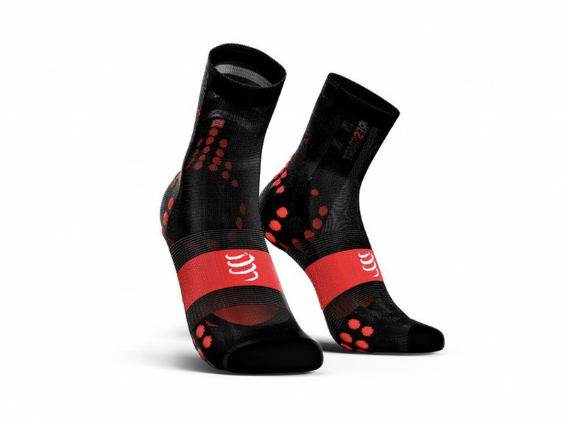 COMPRESSPORT CALCETINES CICLISMO V3.0 NEGRO/ROJO — Tri For Fun