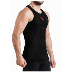 HANKER Camiseta Sin Mangas ALAYA NEGRA Logo ROJO