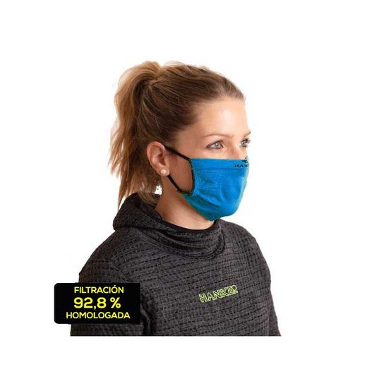 Mascarilla reutilizable Hanker color AZUL. Adulto.
