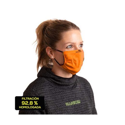 Mascarilla reutilizable Hanker color NARANJA Adulto.