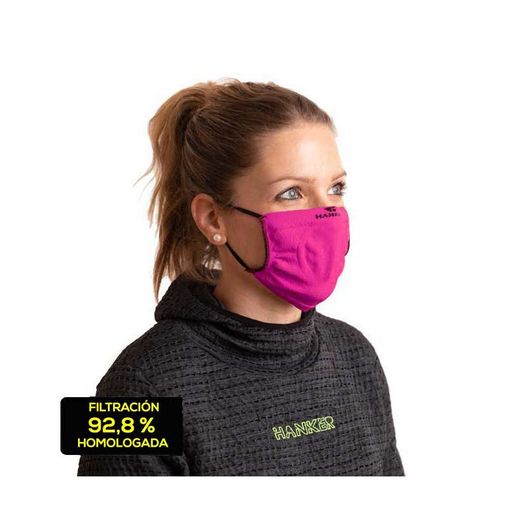 Mascarilla reutilizable Hanker color ROSA. Adulto.
