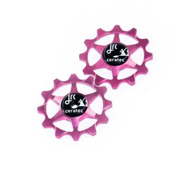 Narrow Wide 12t Ceramic Jockey Wheels Pink