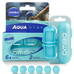 OMBO Aqua Tapones Oidos Natacion 6 uds + 2 estuches