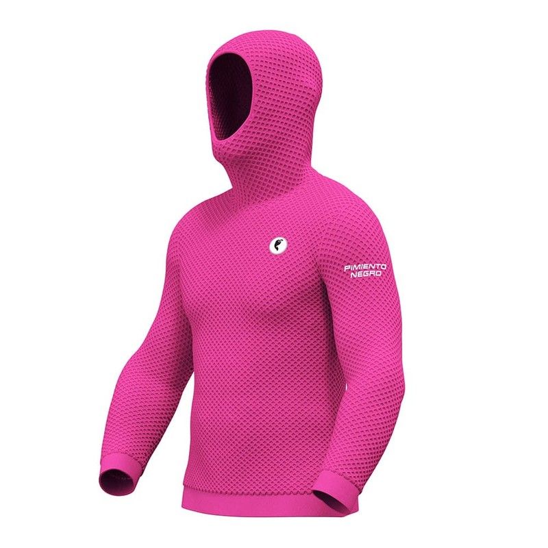 Pimiento Negro Sudadera con capucha color ROSA FLÚOR L