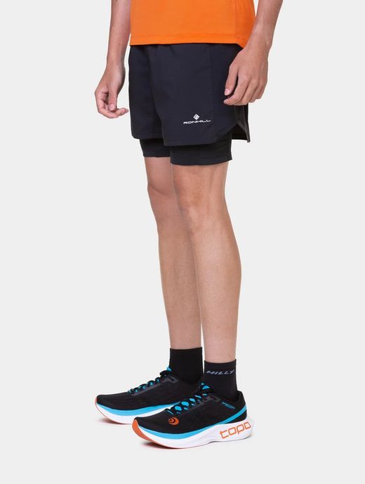 RONHILL Men's Tech Twin 5" Short All Black