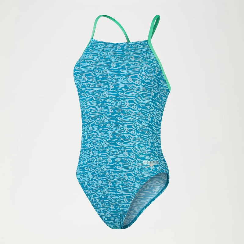 Bañador de entrenamiento con espalda multitirantes para mujer, lila/azul  agua