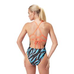 Speedo Allover Lattice Tie-Back Black/Picton Blue/Siren Red