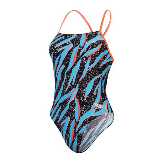 Speedo Allover Lattice Tie-Back Black/Picton Blue/Siren Red