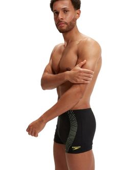 Speedo Mens Duo Logo Print Aquashort Black/Lemon Drizzle/Curious Blue