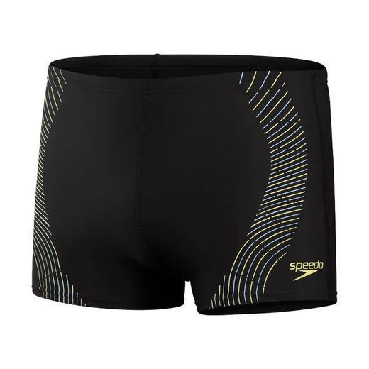 Speedo Mens Duo Logo Print Aquashort Black/Lemon Drizzle/Curious Blue