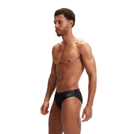 Speedo Mens Medley Logo 7cm Brief Black/Usa Charcoal