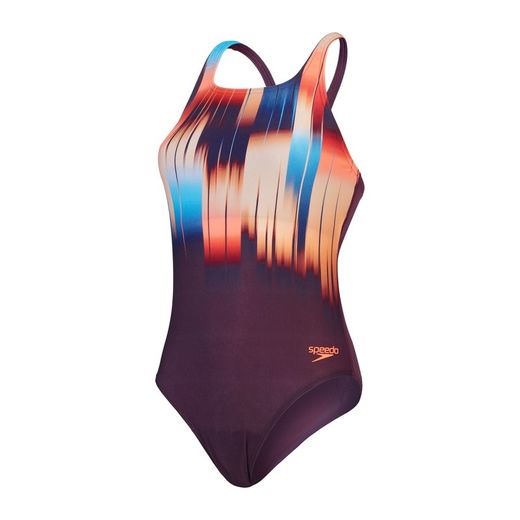 Speedo Womens Digital Printed Medalist Plum Dandy/Siren Red/Nectarine/Picton