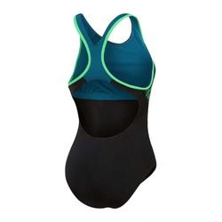 Speedo Womens Placement Laneback Black/Dark Teal/Harlequin Green