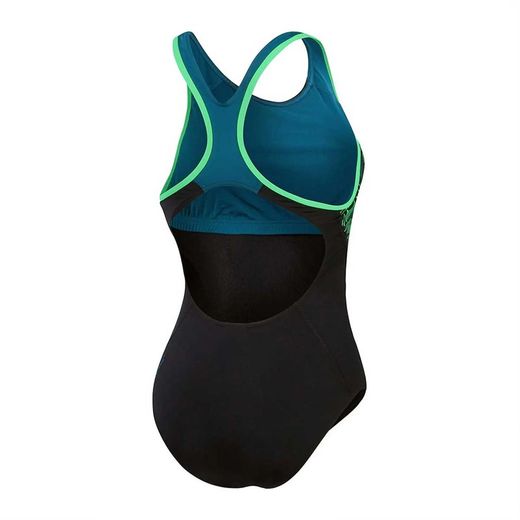 Speedo Womens Placement Laneback Black/Dark Teal/Harlequin Green